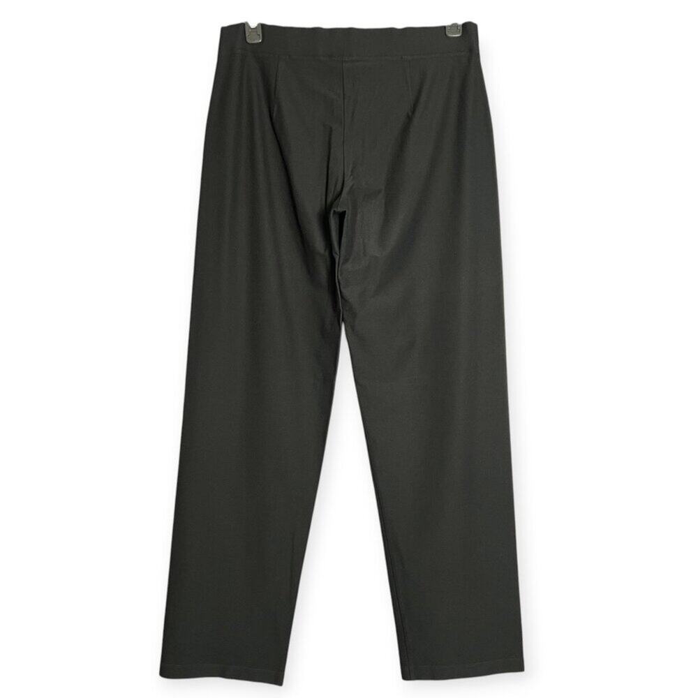 Eileen Fisher Stretch Crepe Straight Pant SIZE M Black Washable Full Length USA - Picture 3 of 9
